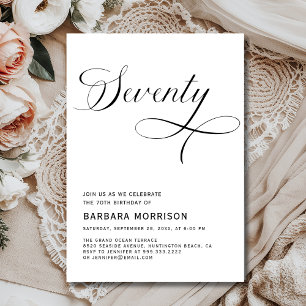 Invitación Elegante guión 770 cumpleaños Minimalista