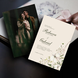 Invitación Elegante guión acuarela Floral Boda foto