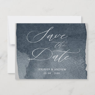 Invitación Elegante guión Ahorre la fecha de lavado de acuare