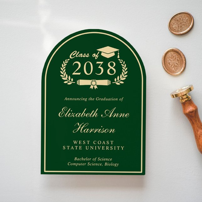 Invitación Elegante guión Arco de Fiesta de Graduación del Gr (Share the pride and excitement of your graduate's achievement with friends and family near and far)