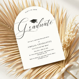 Invitación Elegante guión Arco del partido de graduación blan