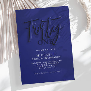 Invitación Elegante guión azul 40.º cumpleaños de adultos