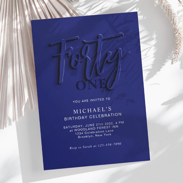 Invitación Elegante guión azul 40.º cumpleaños de adultos (Subido por el creador)