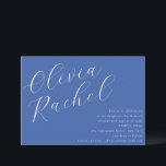 Invitación Elegante guión azul cobalto Bat Mitzvah<br><div class="desc">Esta elegante invitación a Bat Mitzvah muestra un diseño contemporáneo con una composición horizontal minimalista, perfecta para celebraciones modernas. La invitación presenta una hermosa caligrafía de guión en blanco nítido, ambientada con un rico fondo azul cobalto, creando un aspecto llamativo y sofisticado. Ideal para aquellos que aprecian las líneas depuradas...</div>