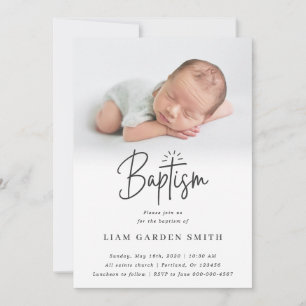 Invitación Elegante guión bendecido bautizo foto de bautismo