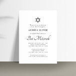 Invitación Elegante Guión Blanco Moderno Simple Bat Mitzvah<br><div class="desc">Celebre el Bar Mitzvah con esta moderna y elegante invitación,  que incluye su texto personalizado. Añade fácilmente tus propios detalles haciendo clic en la opción "personalizar".</div>