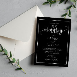 Invitación Elegante guión Boda blanco y negro