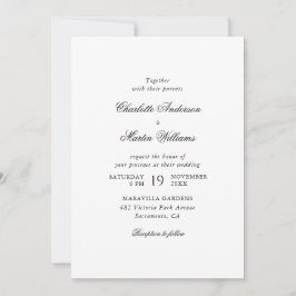 Invitación Elegante guión Boda blanco y negro