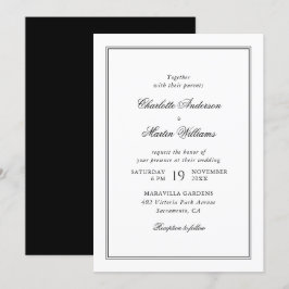 Invitación Elegante guión Boda blanco y negro