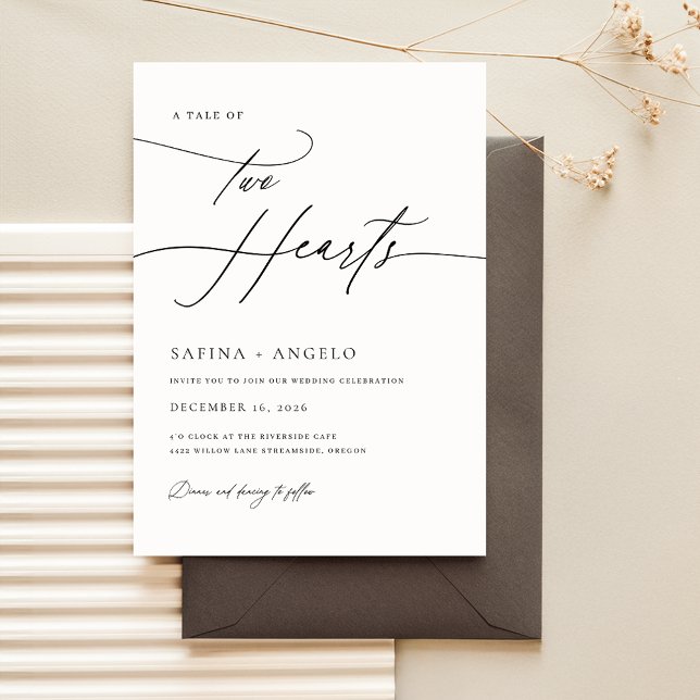 Invitación Elegante guión Boda clásico negro y blanco (Subido por el creador)