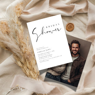 Invitación Elegante guión Boda de presupuesto ducha de novia