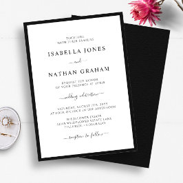 Invitación Elegante guión Boda Minimalista negro y blanco