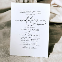 Invitación Elegante guión Boda mínimo blanco y negro