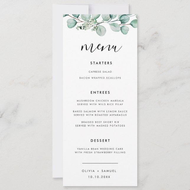 Invitación Elegante guión Boda moderno de vegetación (Anverso)