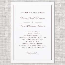 Invitación Elegante guión Bodas formales clásicos de Borgoña