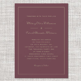 Invitación Elegante guión Burgundy oro Chic bodas formales