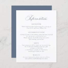 Invitación Elegante guión caligrafía Dusty Blue Boda Info