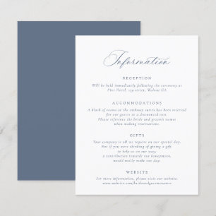 Invitación Elegante guión caligrafía Dusty Blue Boda Info