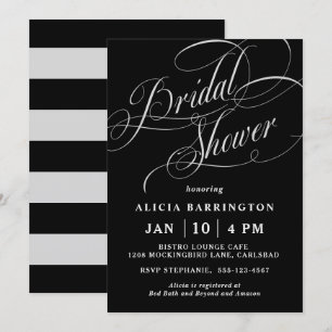 Invitación Elegante guión caligráfico sobre ducha de novia ne
