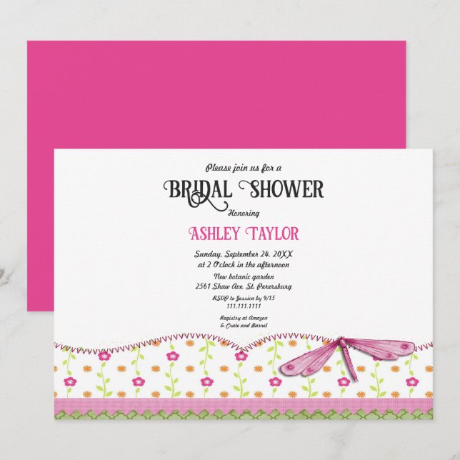 Invitación Elegante guión caprichoso Boho Floral Bridal Showe (Anverso / Reverso)