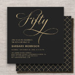Invitación Elegante guión Cincuenta Oro Negro 50 cumpleaños<br><div class="desc">Celebrar cinco décadas de vida con estilo y elegancia. Este elegante guión de la invitación a los 50 años del oro negro de 50 años combina una impresionante paleta de colores negro y dorado con sofisticadas letras de guiones, marcando el tono perfecto para una celebración glamorosa y memorable. Ideal para...</div>