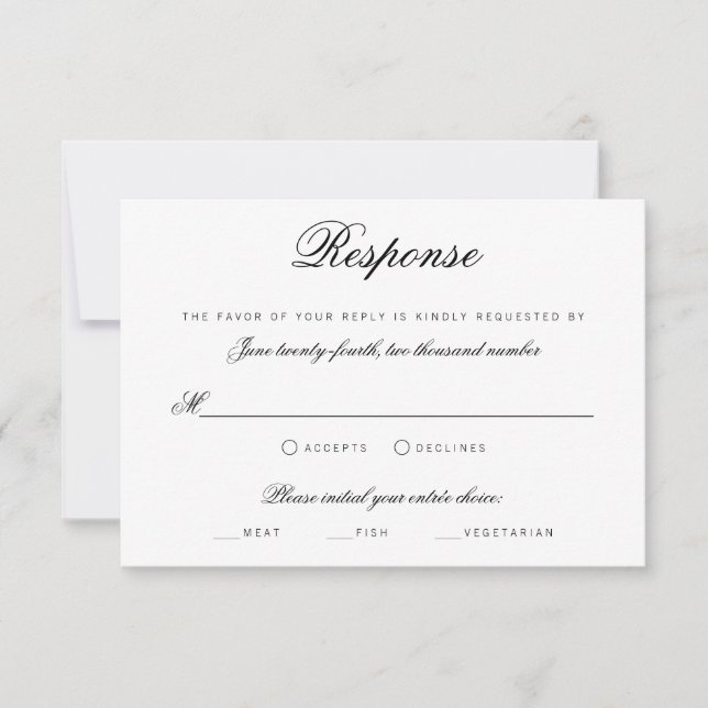 Invitación Elegante guión clásico Boda tradicional RSVP (Anverso)