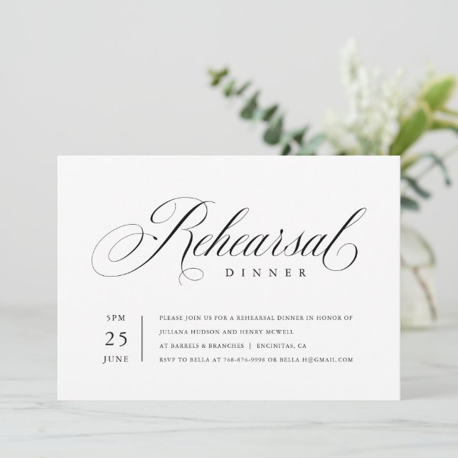 Invitación Elegante guión clásico de la cena (Anverso de pie)