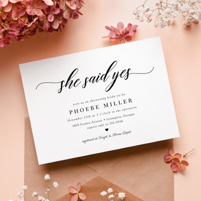 Invitación Elegante Guión Clásico Dijo Sí Ducha Bridal (Subido por el creador)