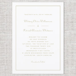 Invitación Elegante guión Clásico Oro Blanco Bodas formales