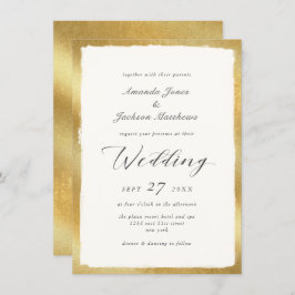 Invitación Elegante guión con Boda semiformal Gold Edge