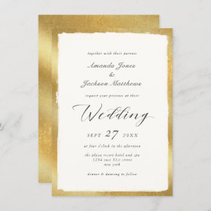 Invitación Elegante guión con Boda semiformal Gold Edge