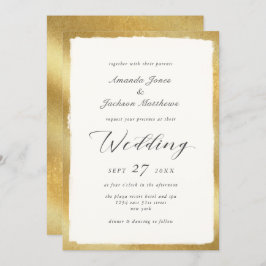 Invitación Elegante guión con Boda semiformal Gold Edge
