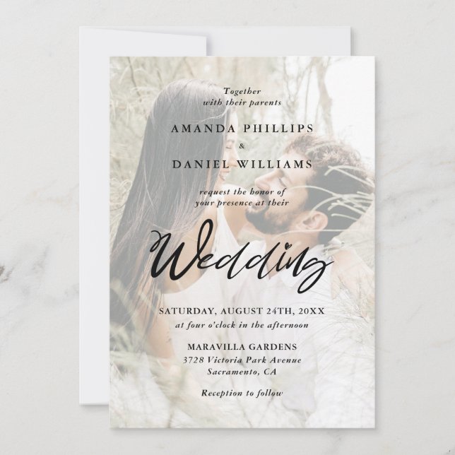 Invitación Elegante guión corto Rústico 2 Boda fotográfico (Anverso)