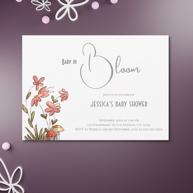 Invitación Elegante guión de bebé floral en el Baby Shower de (Subido por el creador)