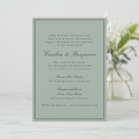 Elegante guion de boda Border RSVP gris oliva