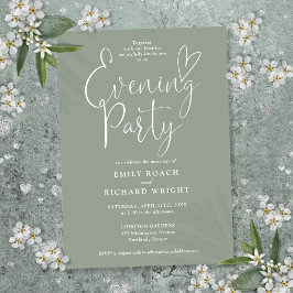 Invitación Elegante guion de boda de noche de fiesta en verde