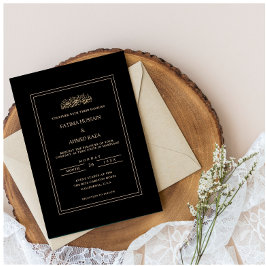 Invitación Elegante guión de Boda musulmán negro moderno