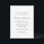 Invitación Elegante guión de borde clásico Elegante Boda RSVP<br><div class="desc">Elegante estilo clásico clásico guión tradicional Elegante Invitación de matrimonio con borde estrecho en negro y detalles en línea RSVP</div>