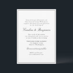 Invitación Elegante guión de borde clásico Elegante Boda RSVP<br><div class="desc">Elegante estilo clásico clásico guión tradicional Elegante Invitación de matrimonio con borde estrecho en negro y detalles en línea RSVP</div>
