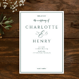 Invitación Elegante guión de caligrafía Boda verde y blanco