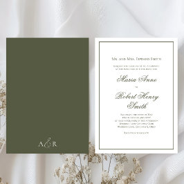 Invitación Elegante guión de caligrafía de boda verde