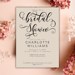 Invitación Elegante guion de caligrafía romántica para ducha