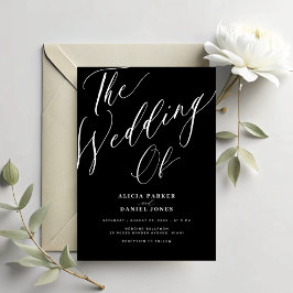 Invitación Elegante guión de caligrafía simple boda negro