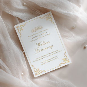 Invitación Elegante guión de ceremonia Walima de marco dorado