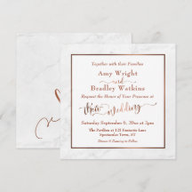 Elegante guión de cobre con mármol blanco | BODA