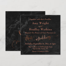 Elegante guión de cobre con mármol negro | BODA