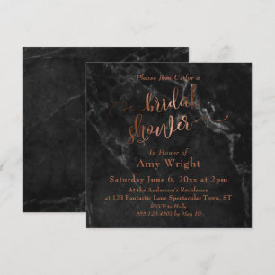 Invitación Elegante guion de cobre y lluvia de novia sobre má