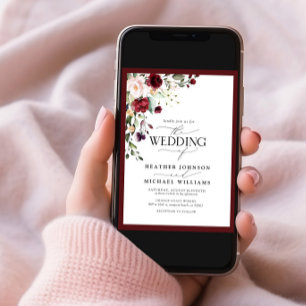 Invitación Elegante guión de color de agua floral de Rubor en