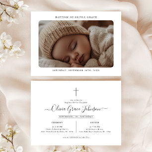 Invitación Elegante guión de cristianismo bautismo de foto be