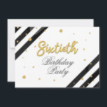 Invitación Elegante guión de cumpleaños número 60<br><div class="desc">Invitación a la fiesta de cumpleaños número 60 de los blancos negros modernos. Envíe las invitaciones para el próximo fiesta de hitos con nuestra Invitación a la franja blanca negra de cumpleaños número 60. Con una hermosa coloración de acuarela botánica. Personalice completamente esta tarjeta con los detalles del fiesta haciendo...</div>